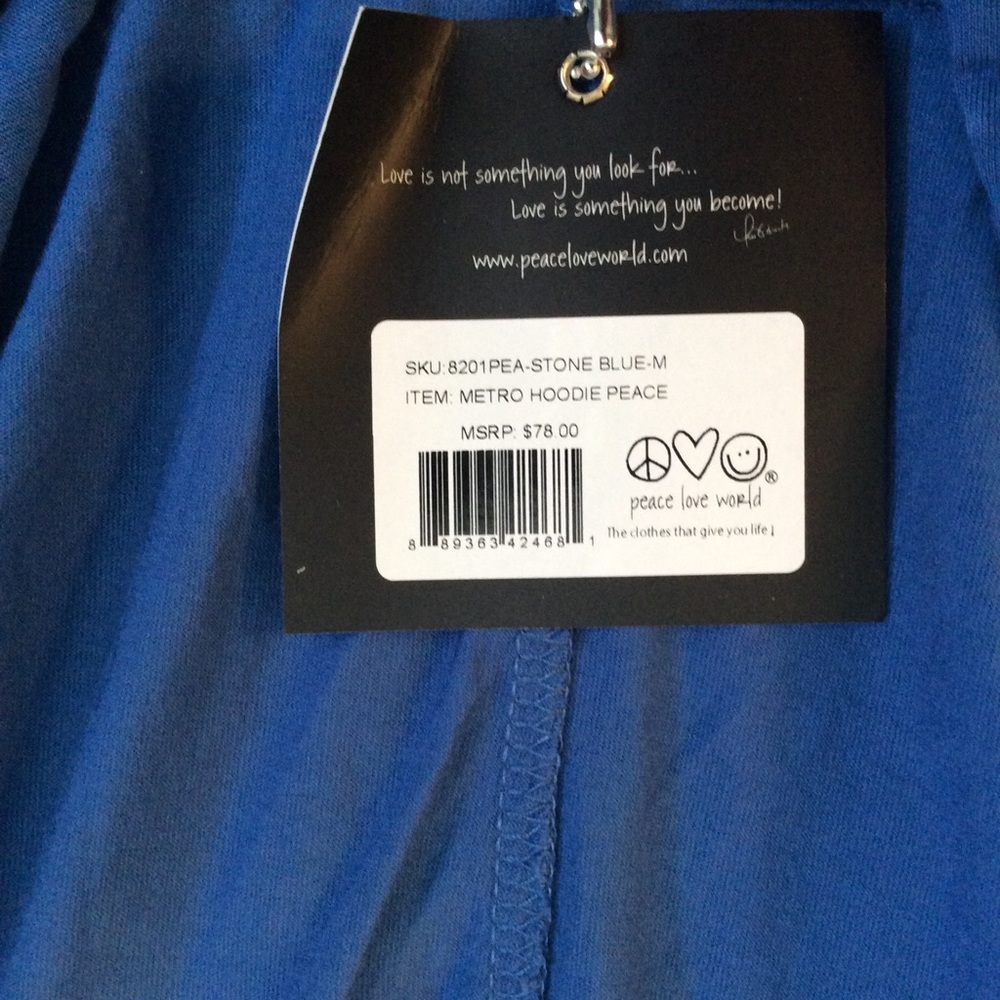 NWT Peace. Love World L/S hooded t-shirt. - Picture 3 of 3